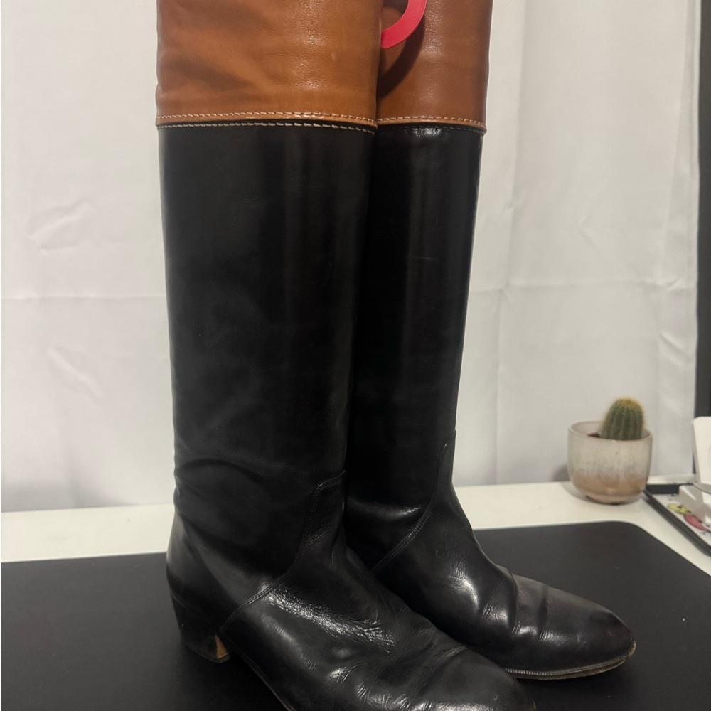 Saks Fifth Avenue Tan and Brown Leather Boots